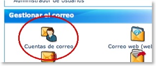 Menú de Cuentas de correo del Cpanel
