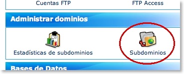 Menú de subdominios